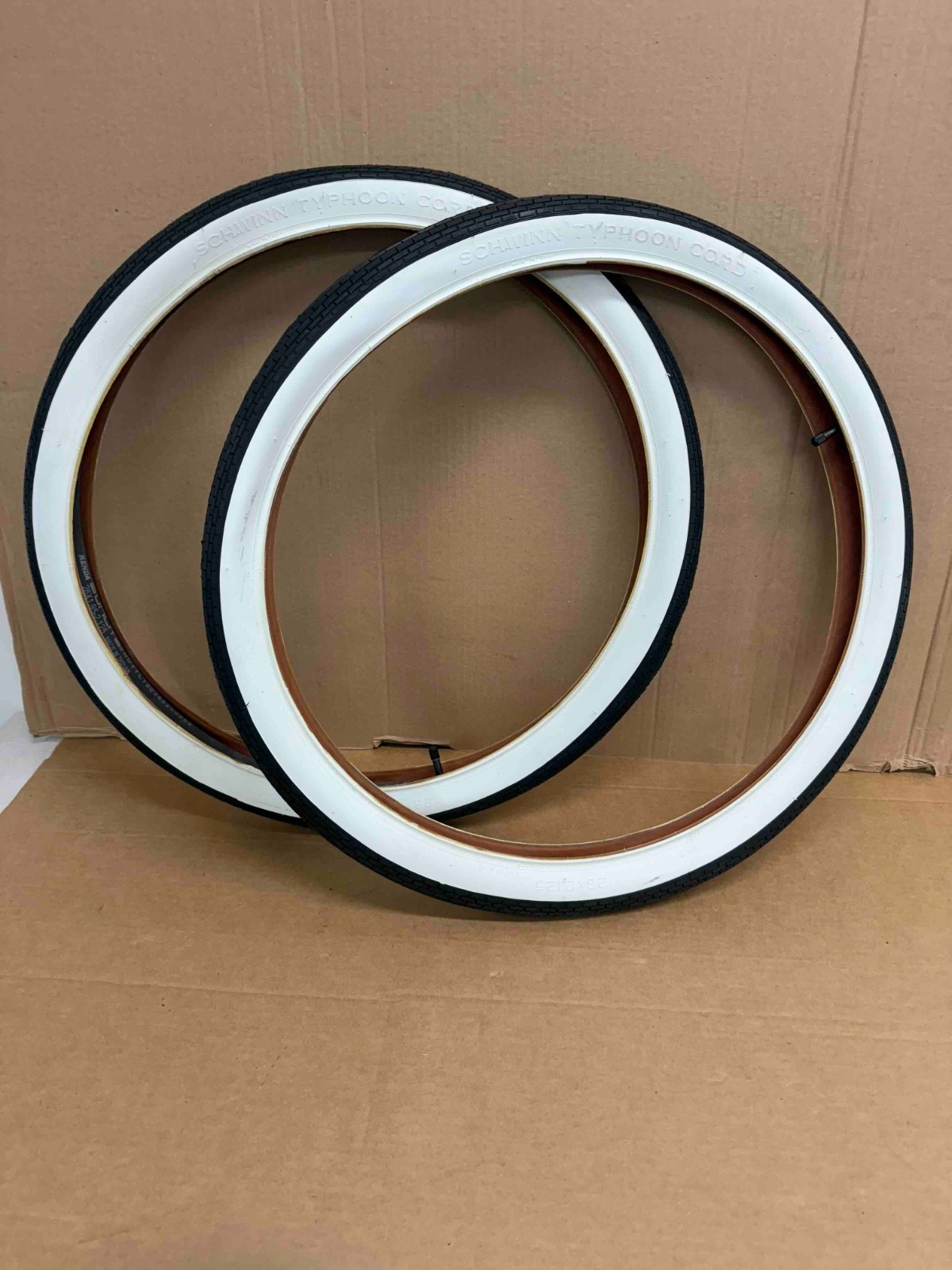 Schwinn Approved Phantom 26x2.125 Typhoon Cord Bicycle Whitewall Tires & Tubes Schwinn Approved Phantom 26x2.125 Typhoon Cord Bicycle Whitewall Tires & Tubes