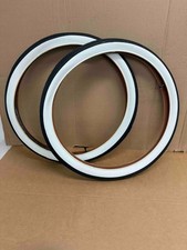Schwinn Approved Phantom 26x2.125 Typhoon Cord Bicycle Whitewall Tires & Tubes picture