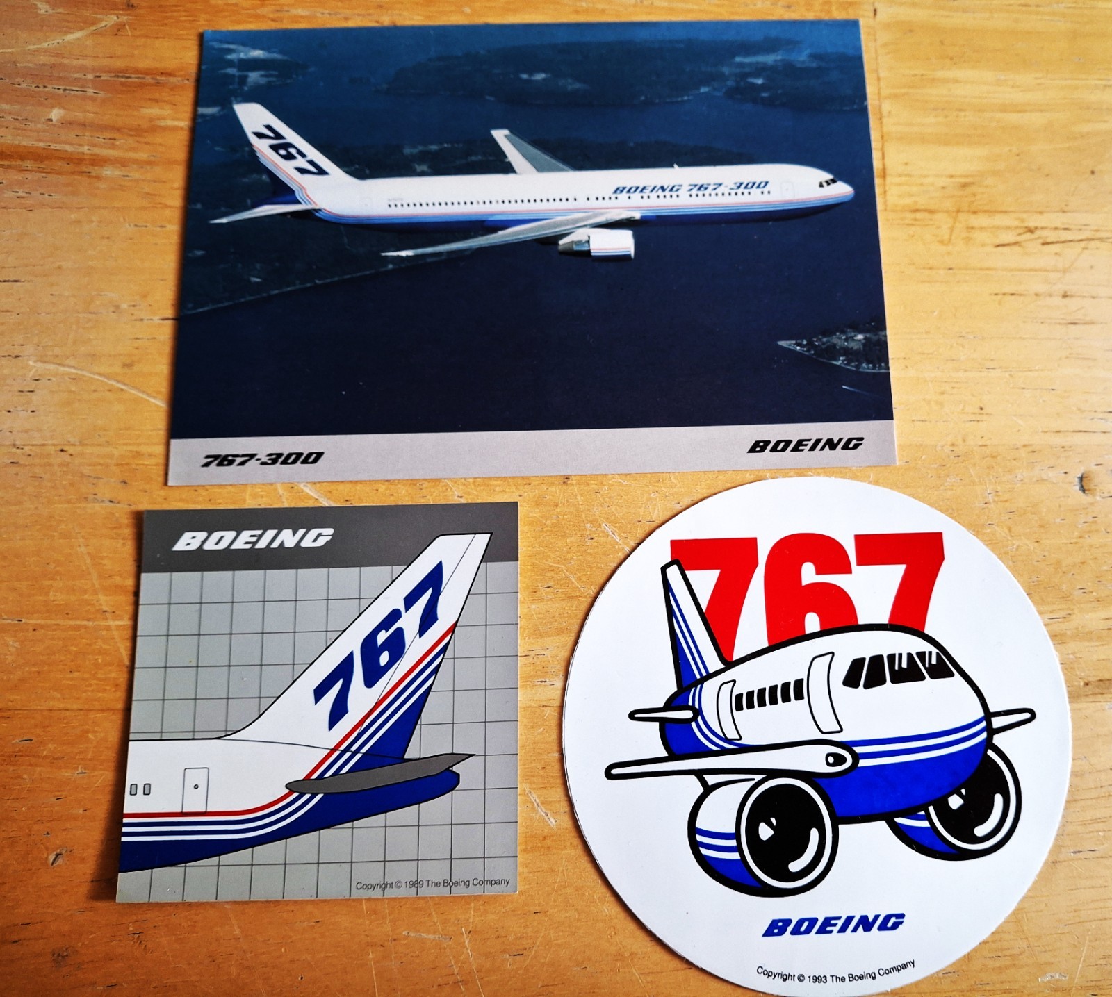 Boeing 767-300 Postcard + 2 Boeing 767 Stickers 3x3 + 4in Boeing 767-300 Postcard + 2 Boeing 767 Stickers 3x3 + 4in