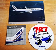 Boeing 767-300 Postcard + 2 Boeing 767 Stickers 3x3 + 4in picture