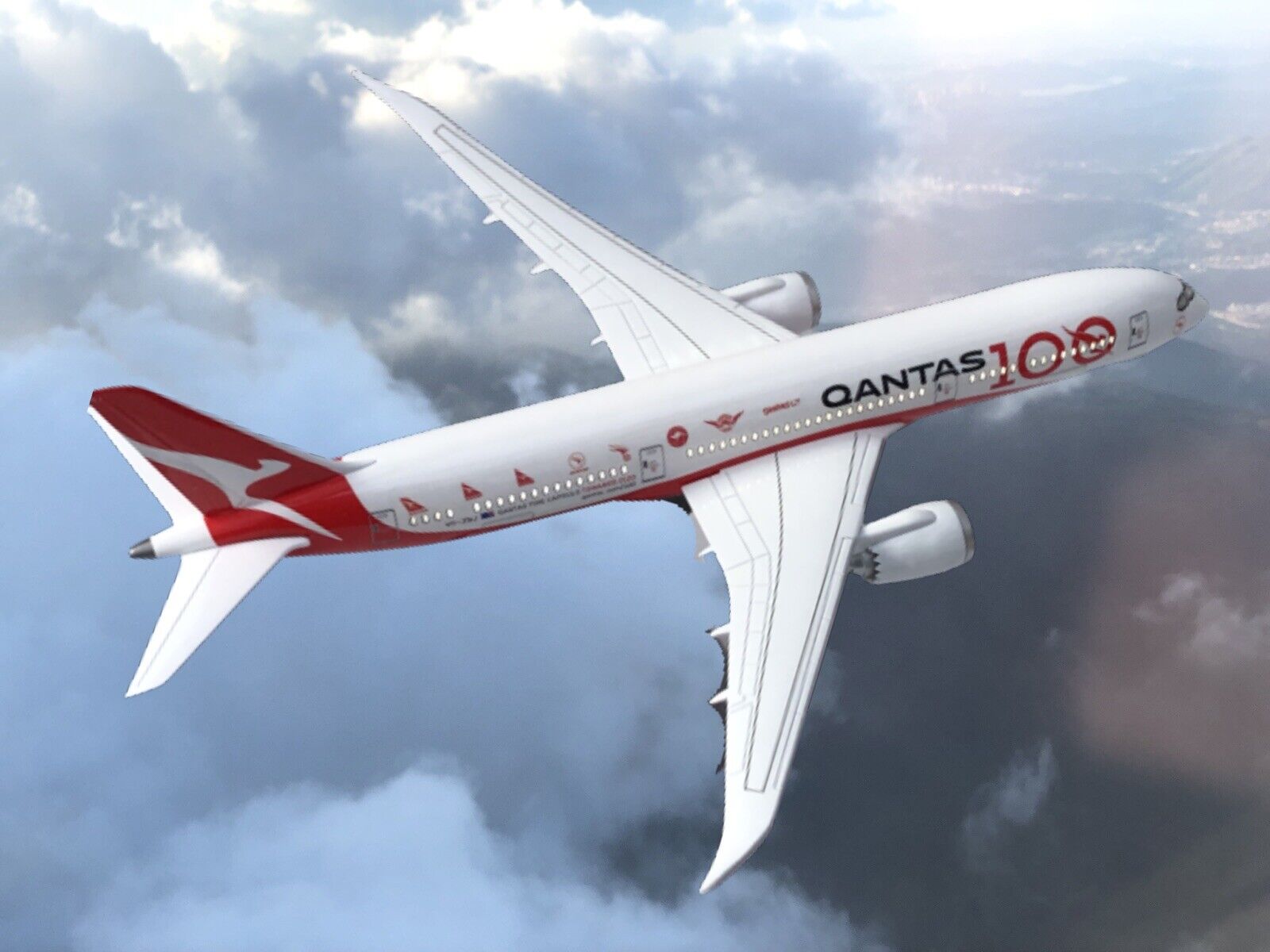 Qantas 100th Anniversary Large Plane with LED Model Boeing 787-9 42cm Centenary 