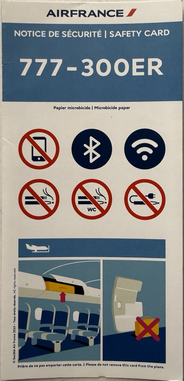Air France Airlines Safety Card - Boeing 777-300ER - 2023 Air France Airlines Safety Card - Boeing 777-300ER - 2023