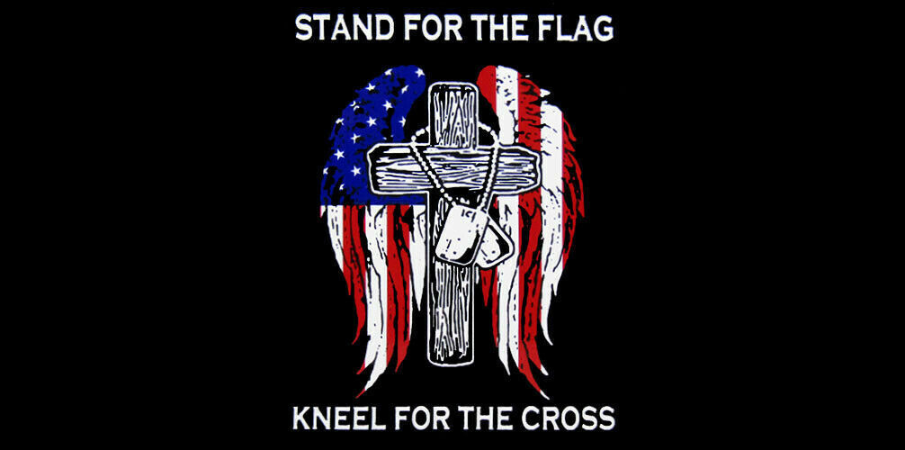 Stand For The Flag Kneel For The Cross Black Vinyl Decal Bumper Sticker
