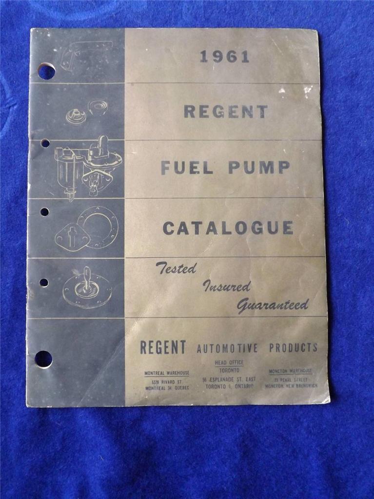 1961 REGENT AUTOMOTIVE PRODUCTS CANADA FUEL PUMP CATALOG CAR TRUCK REPAIR PARTS