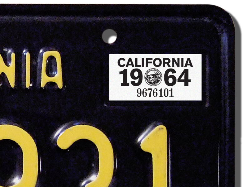 1964 California License Plate Registration Sticker, YOM, CA DMV 1964 California License Plate Registration Sticker, YOM, CA DMV