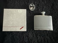 British Airways Concorde 1986 Stainless Steel Calf Leather Hip Flask NEW In Box picture
