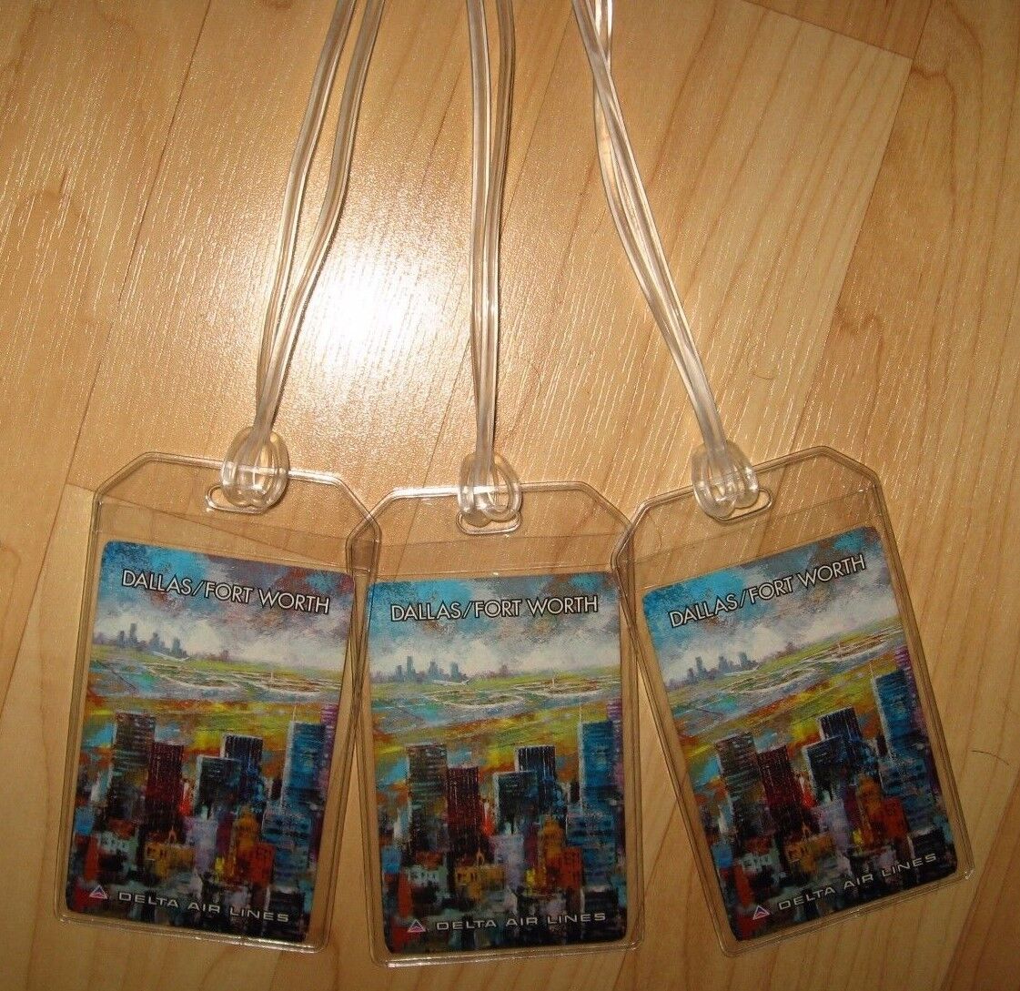 Delta Airlines DFW Luggage Tags - Vintage DAL Dallas Fort Worth Texas USA Set 3