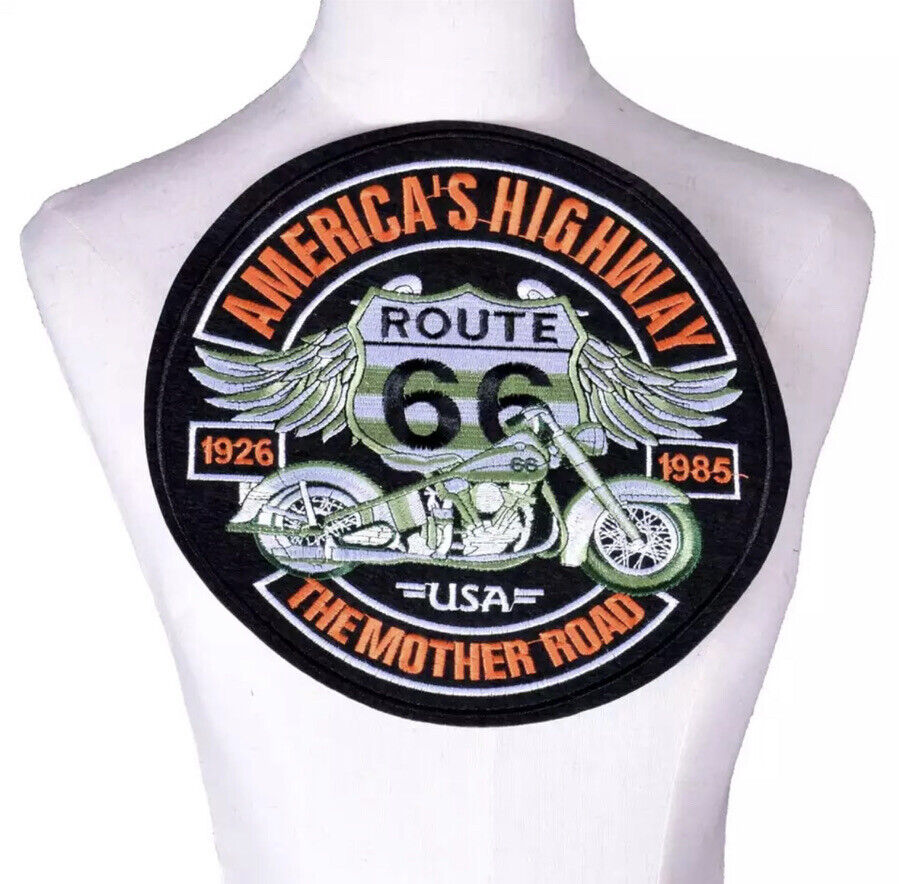 Large 9” Classic Route 66 Highway Mother Road Motorcycle Patch Biker Brother