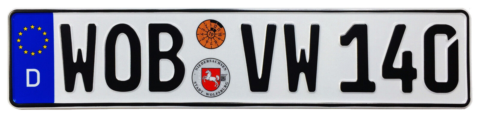 VW Wolfsburg Rear German License Plate (WOB) by Z Plates with Unique Number NEW