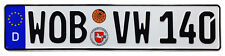 VW Wolfsburg Rear German License Plate (WOB) by Z Plates with Unique Number NEW picture