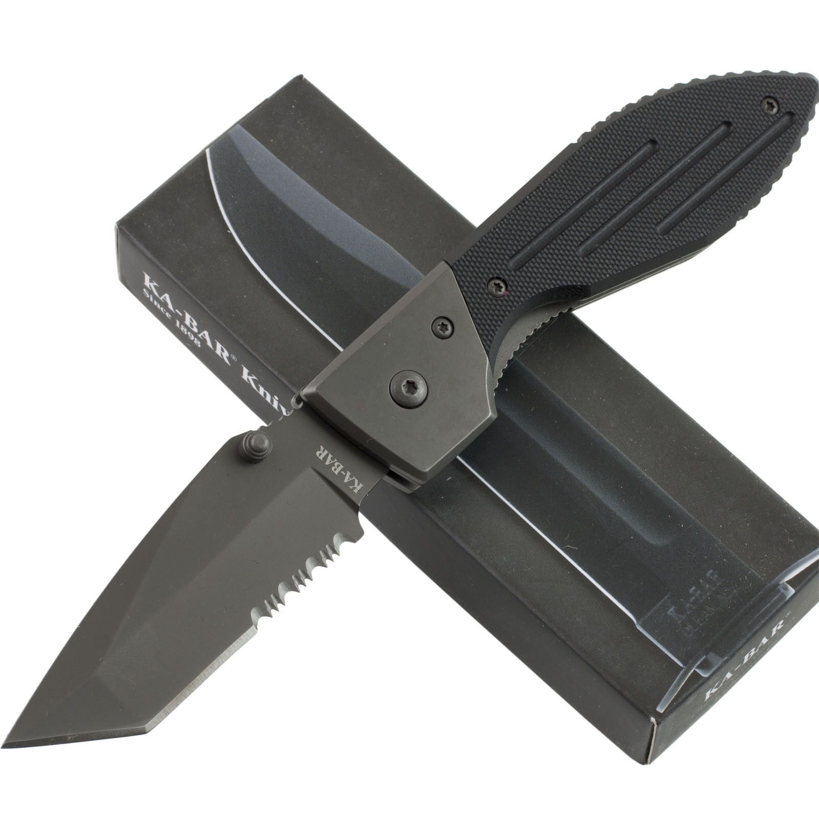 Kabar Warthog II Linerlock Folding Pocket Serrated Knife 3075 Black G-10 Handles