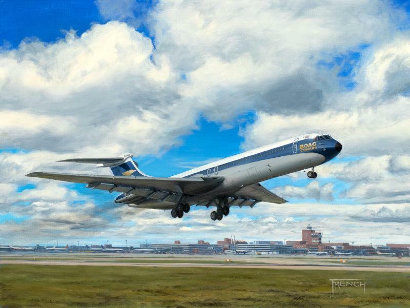 Vickers VC10 BOAC Aircraft Airliner Heathrow Aviation Painting Art Print 