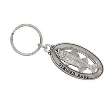 Striped Bass Key Chain, Fish, Fishing, Ocean, Pewter, Ring, Fob, Zipper, S049KC picture