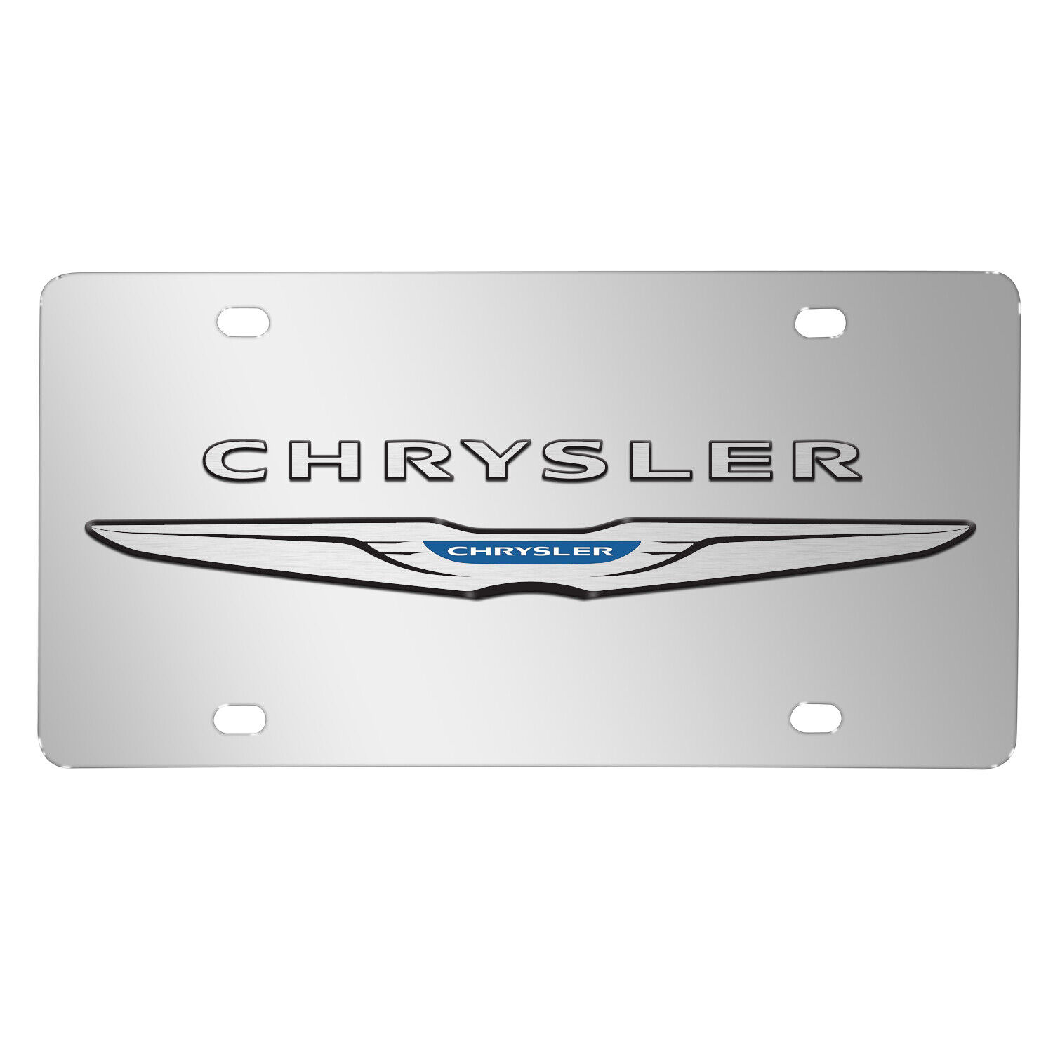 Chrysler 3D Dual Logo Mirror Chrome Stainless Steel License Plate