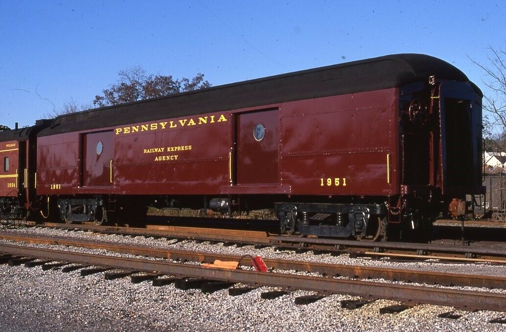 PRR PENNSYLVANIA Railroad Baggage Car Express NORTHUMBERLAND PA Photo Slide