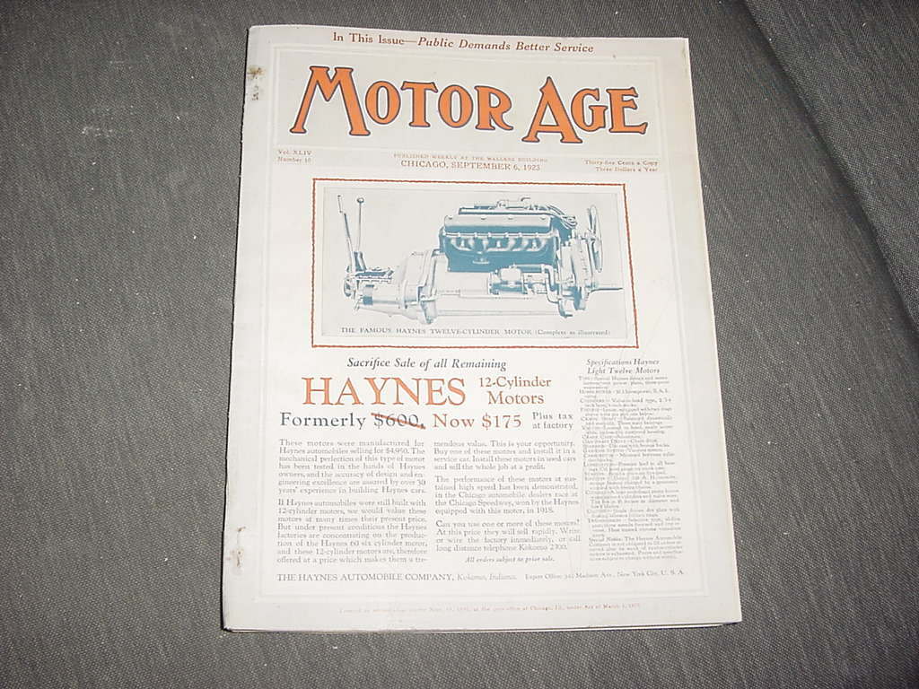 Motor Age sep 6,1923 articles and automotive ads