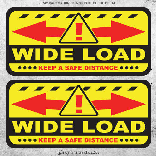 2x Wide Load - sticker decal truck vehicle caution warning safety vinyl label