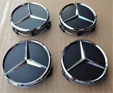 4x Mercedes Black Alloy Wheel Centre Hub Caps 75mm A B C E S M Class ML CLA picture