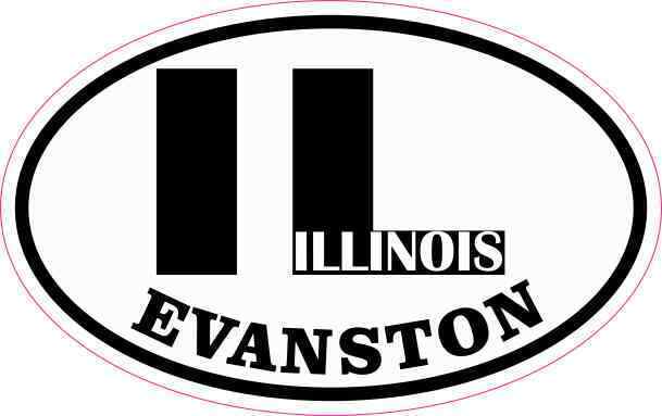 4in x 2.5in Oval IL Evanston Illinois Vinyl Sticker
