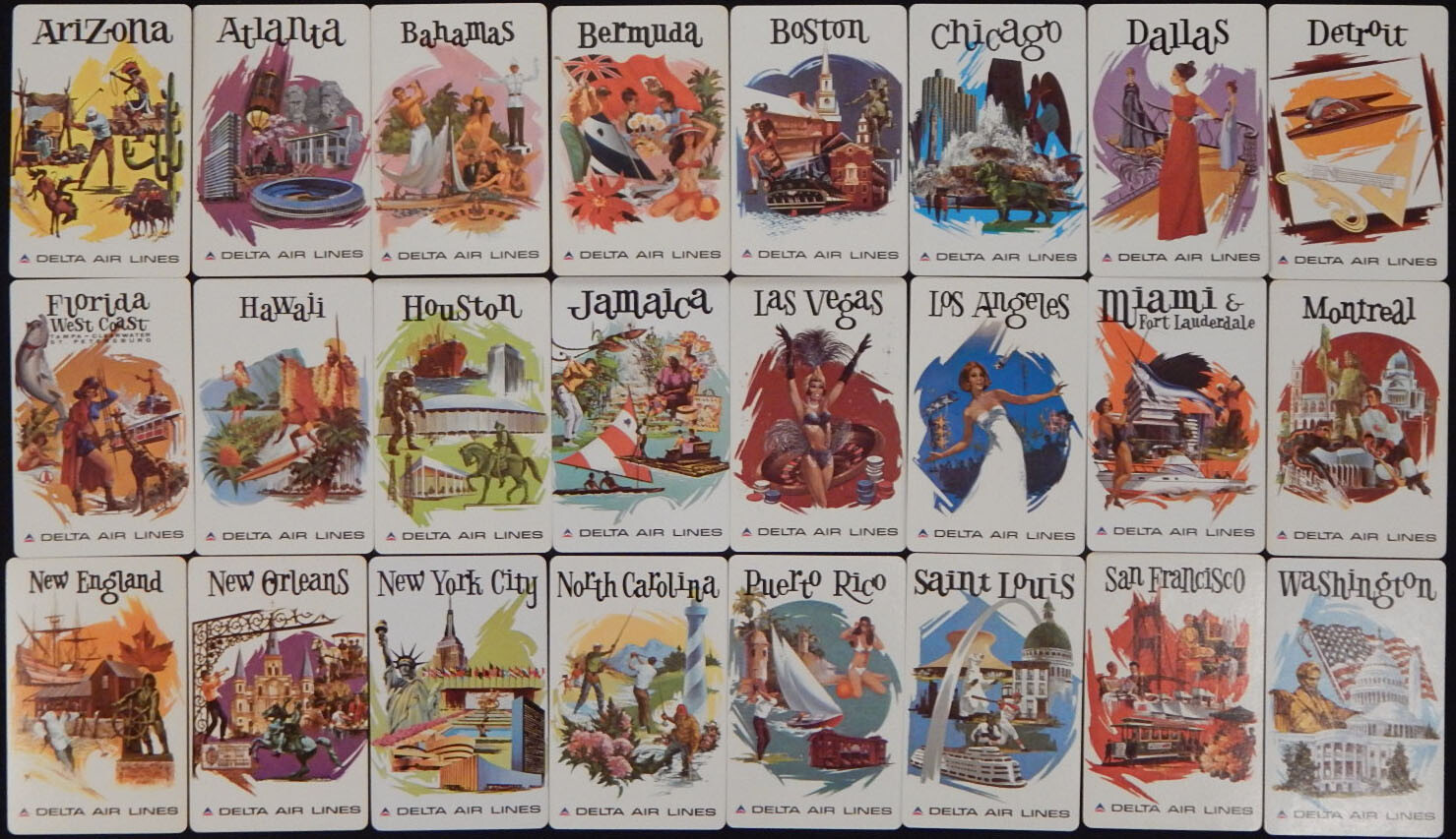 Delta Air Lines swap single playing cards complete 2nd city series Delta Air Lines swap single playing cards complete 2nd city series