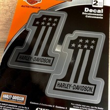 Harley-Davidson #1 Stars and Stripes Tone on Tone Decals, 2 Black & Gray Decals picture
