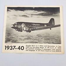 Vintage United Air Lines Photo Print 1937-40 Douglas DC-3 Mainliner Airplane  picture