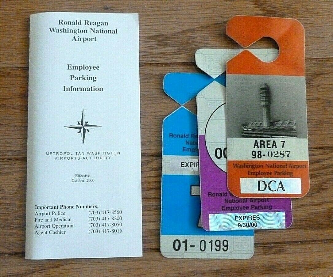 vintage Ronald Reagan Washington National Airport - MWAA - parking tags vintage Ronald Reagan Washington National Airport - MWAA - parking tags