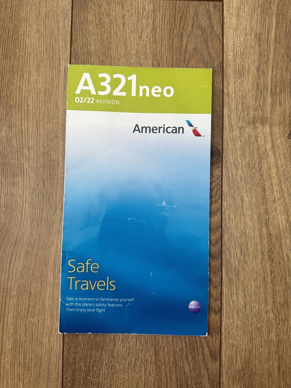 AMERICAN AIRLINES SAFETY CARD--AIRBUS 321 NEO GREEN