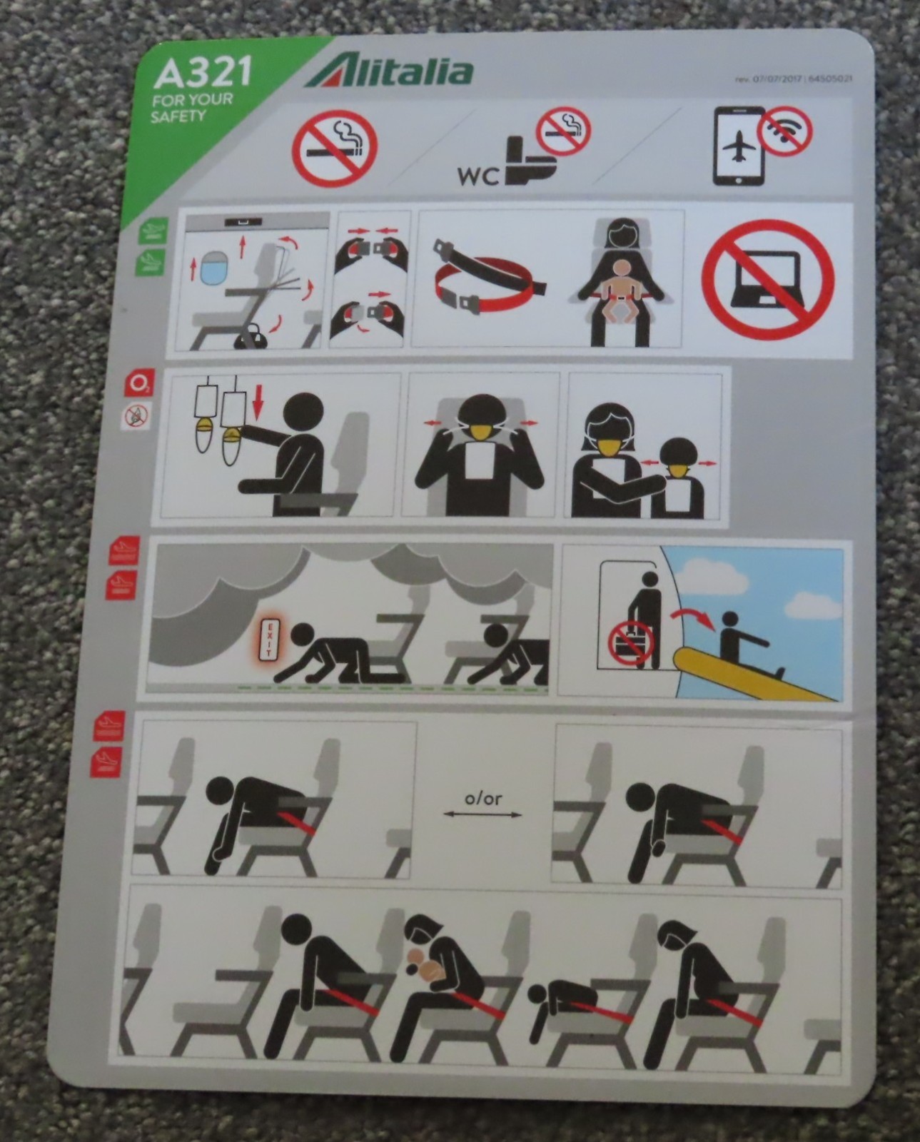 Alitalia Airbus A321 Airline Safety Card 2017 Alitalia Airbus A321 Airline Safety Card 2017