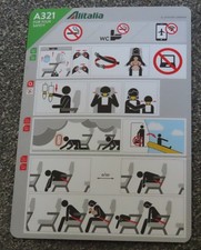 Alitalia Airbus A321 Airline Safety Card 2017 picture