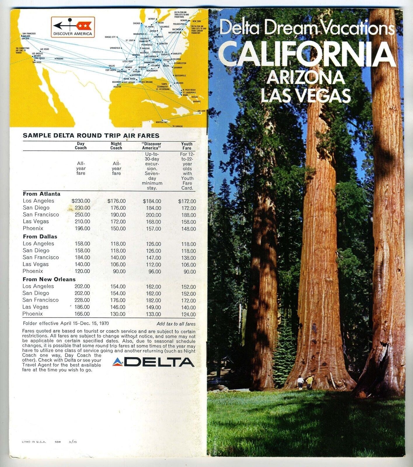 Delta Airlines Dream Vacations Booklet 1970 California Arizona Las Vegas