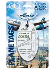 Alaska Airlines Airbus A319-100 Tail #N522VA Genuine Aluminum Plane Skin Bag Tag picture