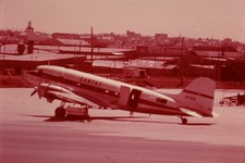 Qantas, Douglas DC-3 Dakota VH-EDC, at airport, aircraft slide picture