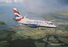 BRITISH AIRWAYS SAAB 340 AIRLINER ART PRINT ANTHONY COWLAND INVERNESS picture