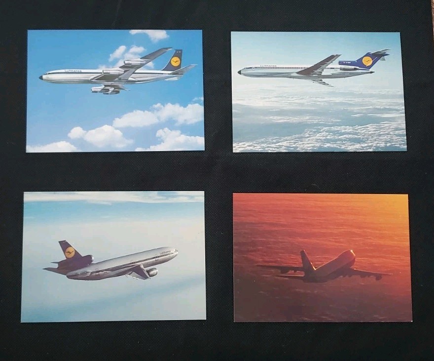 Old Vintage Lufthansa Postcard Jet Fleet Set Of 4: : 4\ Old Vintage Lufthansa Postcard Jet Fleet Set Of 4: : 4\