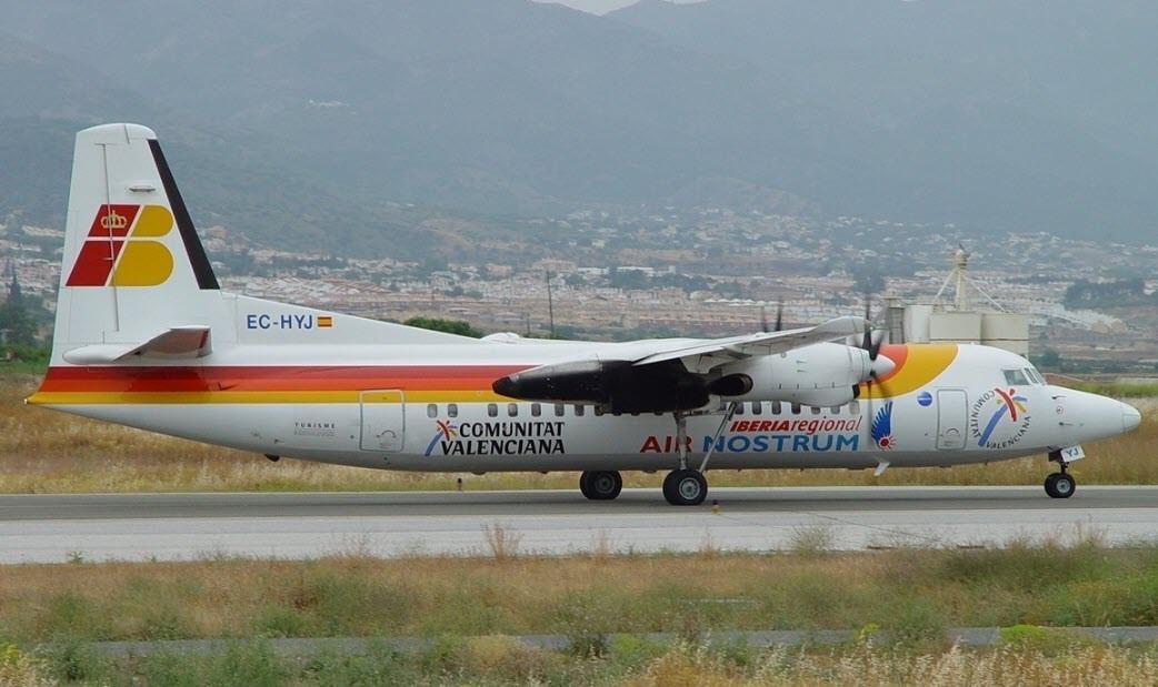 Fokker 50 F50 Air Nostrum Desktop Wood Airplane New Model Small Scale 1/100