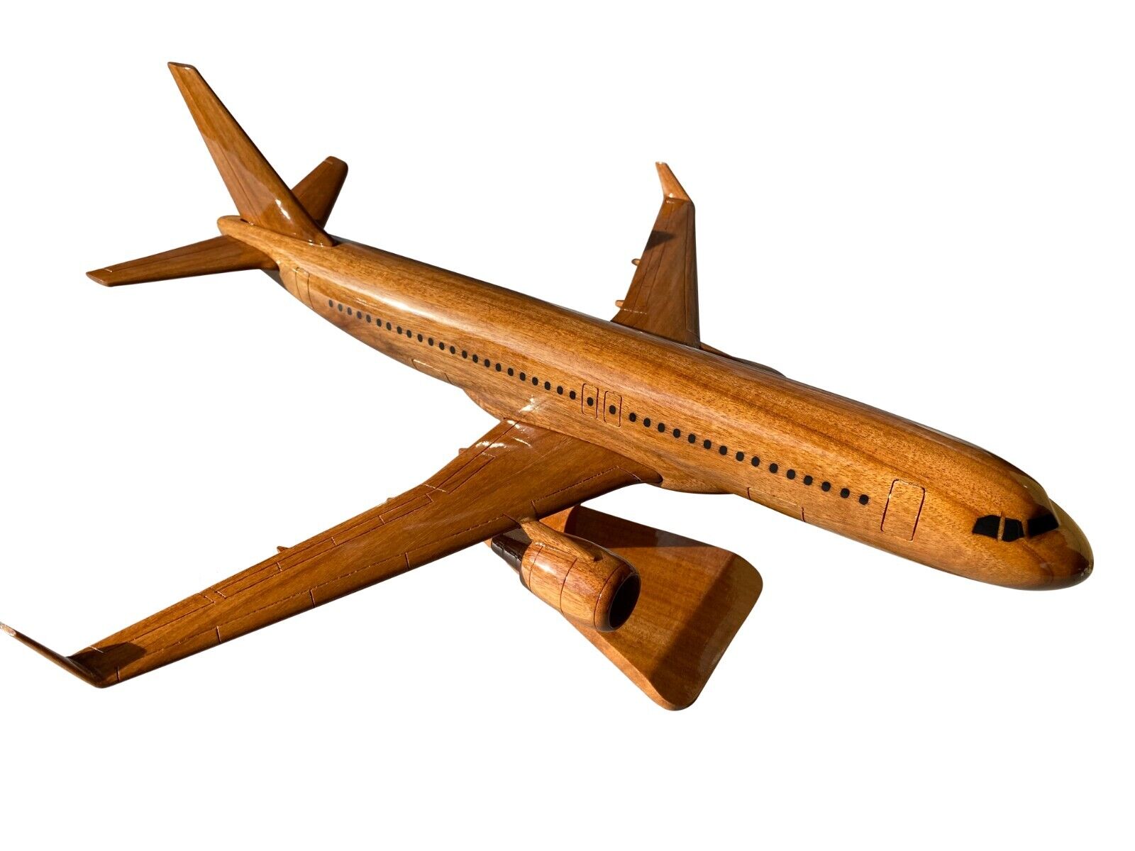 Airbus 320 Mahogany wood desktop aircraft model.