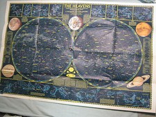 THE HEAVENS MAP + MONTHLY STAR CHARTS National Geographic August 1970 picture
