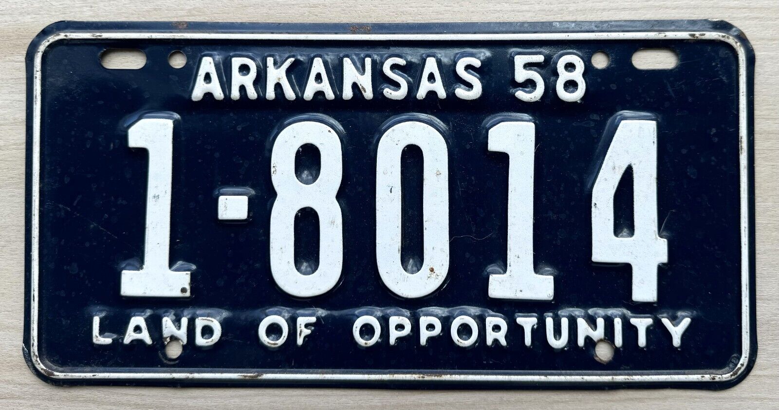 1958 Arkansas License Plate -  Nice Original Paint Condition