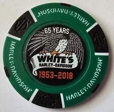 WHITE'S HARLEY-DAVIDSON Lebanon PA Full Color 65th Anniv Green/Black Poker Chip picture