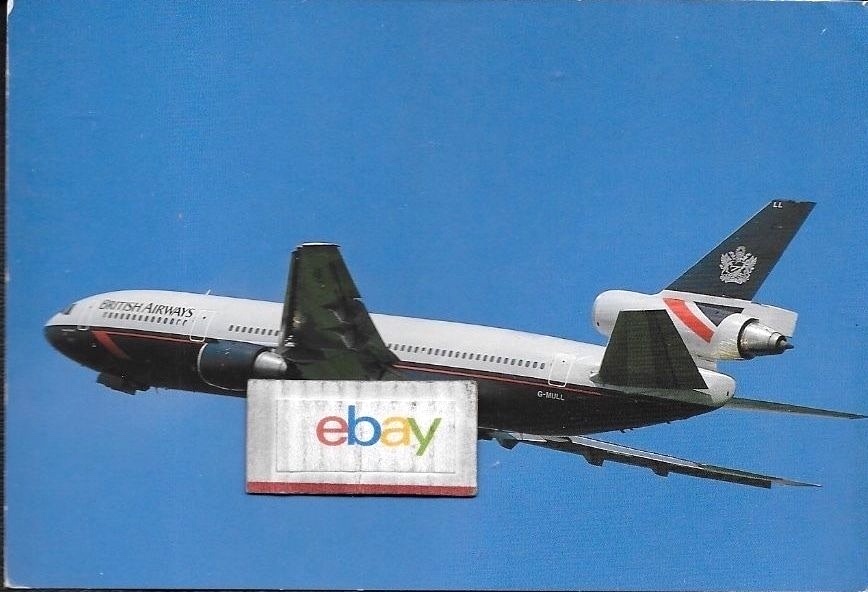 BRITISH AIRWAYS MCDONNELL DOUGLAS DC-10-30 #G-MULL POSTCARD BRITISH AIRWAYS MCDONNELL DOUGLAS DC-10-30 #G-MULL POSTCARD