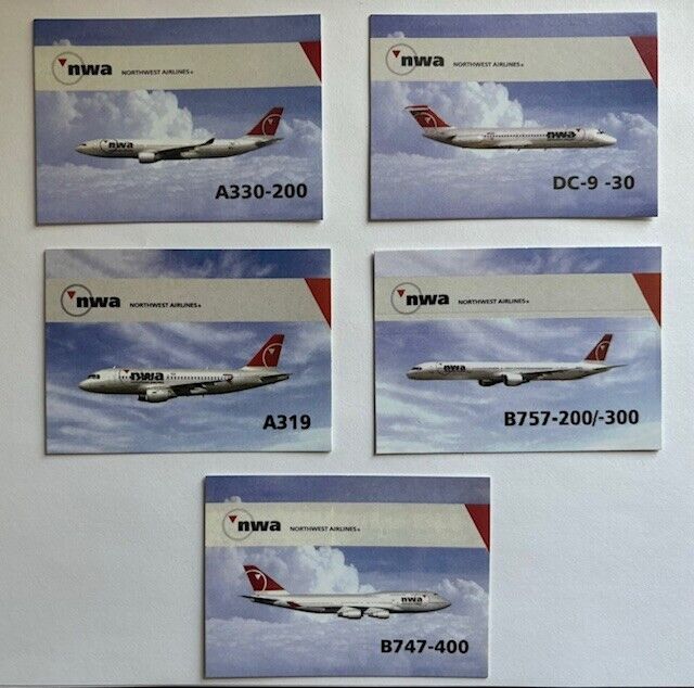Northwest Airlines Aircraft Pilot Trading Cards - Lot of 5