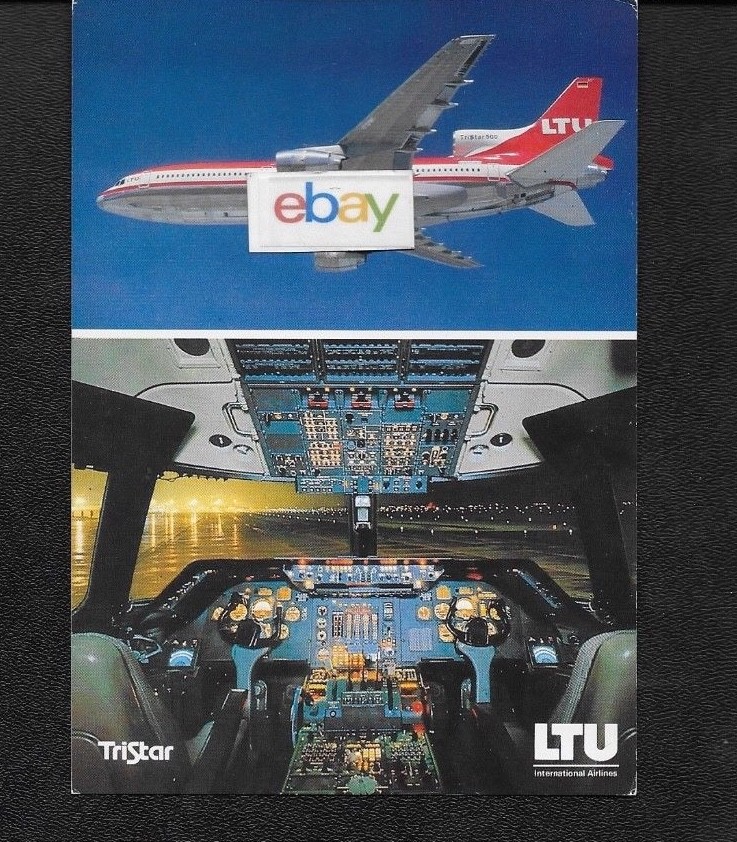 LTU GERMAN AIRLINES LOCKHEED L1011 FLIGHT DECK/INFLIGHT AIRLINE ISSUE POSTCARD LTU GERMAN AIRLINES LOCKHEED L1011 FLIGHT DECK/INFLIGHT AIRLINE ISSUE POSTCARD