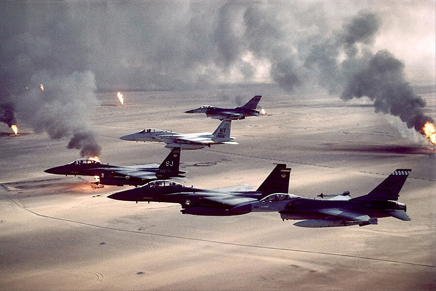 F-16 & F-15 FIGHTERS DESERT STORM OIL FIELD 8x12 GLOSSY PHOTO PRINT