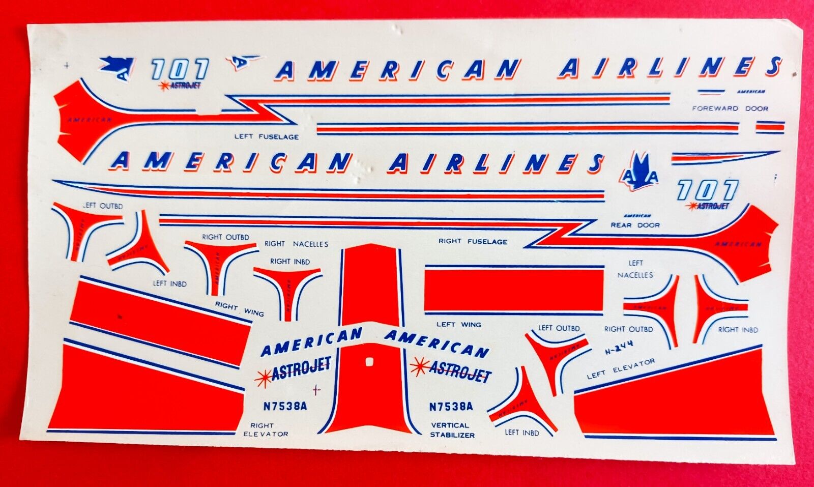 American  Airlines DECALS Boeing 707