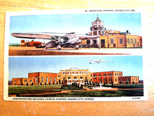 Kansas City Municipal Airport MO Postcards Plane's on the ramp picture