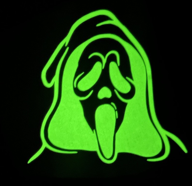 New Glow in the Dark Ghostface Scream Decal Sticker Vinyl Handmade Car 4”