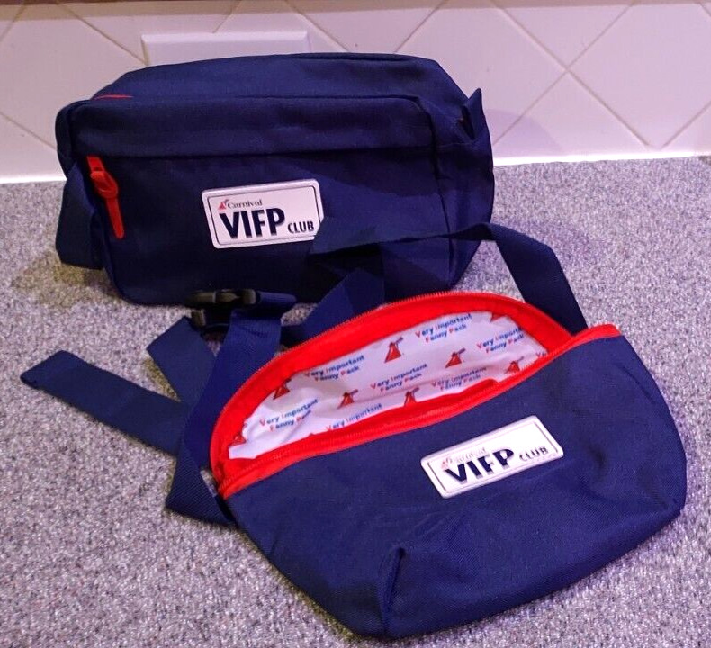 Lot of 2 CARNIVAL Cruise VIFP Diamond/Platinum Gifts TOILETRY BAG & FANNY PACK