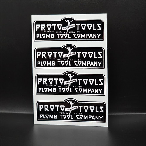 Proto/Plumb Tool Company Vintage Style DECALS, 3 Inch Vinyl STICKERS x 4 Proto/Plumb Tool Company Vintage Style DECALS, 3 Inch Vinyl STICKERS x 4