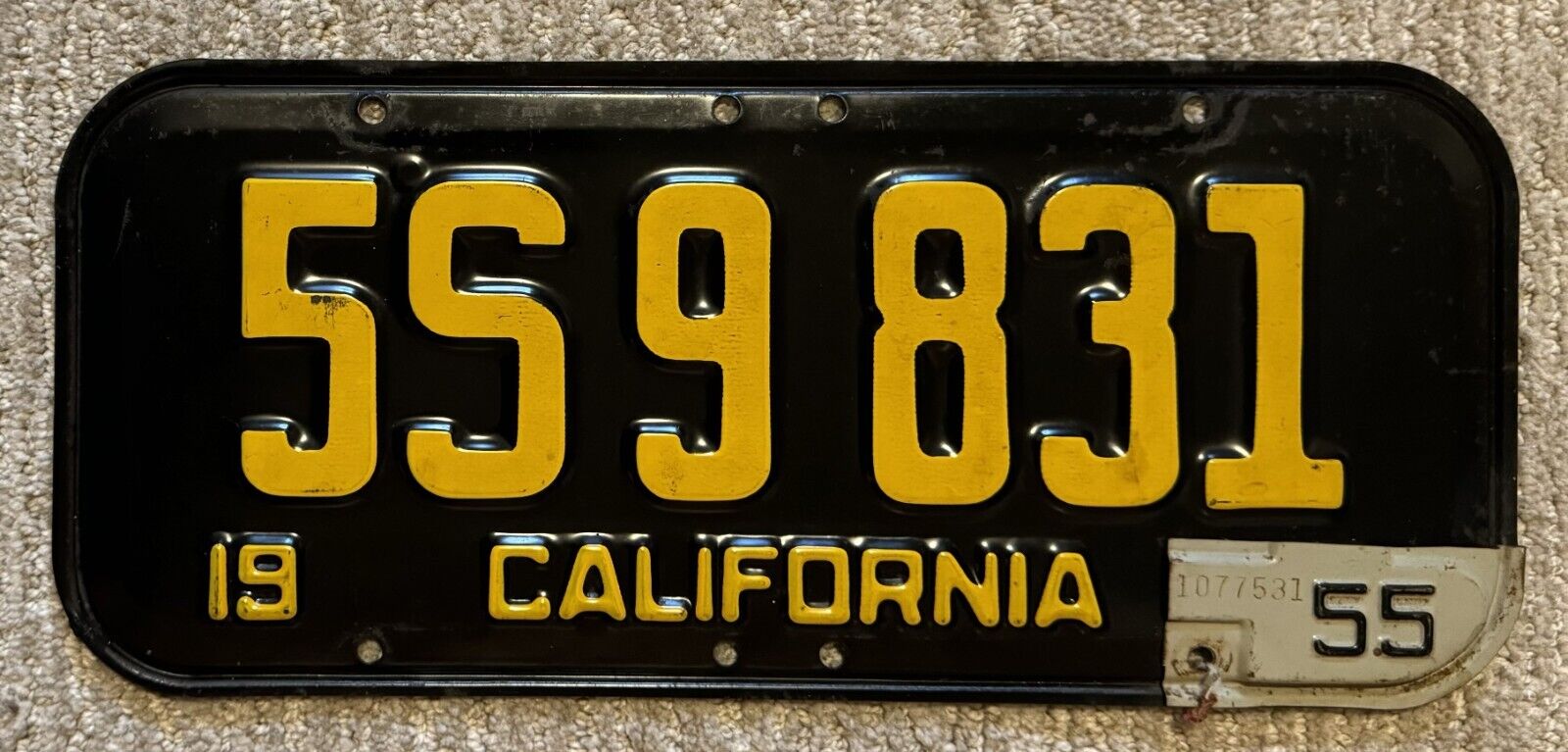 1955 California License Plate - Nice Original Paint